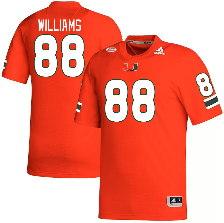 Men #88 Riley Williams Miami Hurricanes College Football Jerseys Stitched-Orange